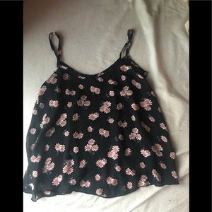 Black Floral Tank-Top